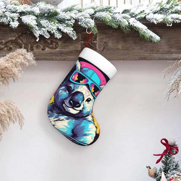 Fashion Koala Palm Tree Julstrumpor 17,7 tum, Mjuka Julstrumpor Klassiska Presentbehållare för Festlig Semesterbraskamin Dekorationer Familj