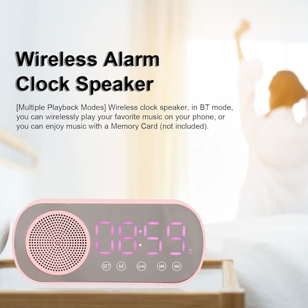 Digital väckarklocka, liten skrivbordsur Bluetooth 5.0 klockhögtalare HiFi LED-spegelskärm Micro USB-laddningsklockradio Smart klocka för sovrum,