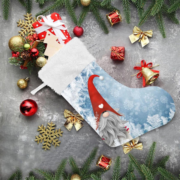 Julstrumpa, Personliga Julstrumpor 2-pack Jul Blå Snöflinga Tomte 18 tum Julstrumpor Hängande Ornament Kamin