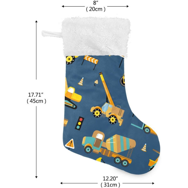 Julstrumpa, Personliga Julstrumpor 2-pack Barn Lastbil Byggfordon Blå 45,7 cm Julstrumpor Hängande Ornament Eldstad för Träd