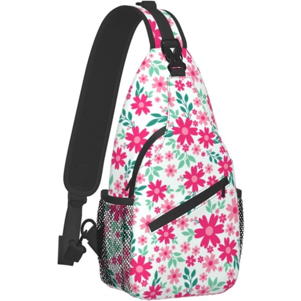 Pink Flower Background Unisex Sling Backpack Crossbody Shoulder Bags for Men