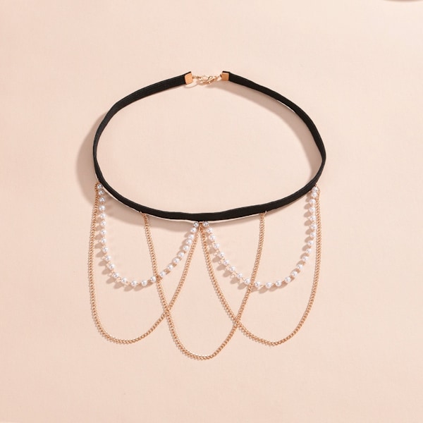 Strand Imitation Pearl Leg Loop Body Chain Minimalistisk Pearl