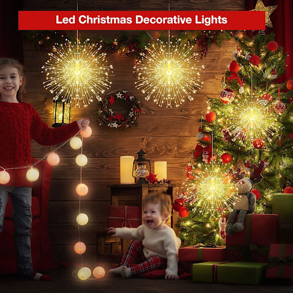 Fairy Julelys Kædelys, 225 LED DIY 8 Tilstande Dæmpbare Lys med Fjernbetjening, Dekorative Hængende Starburst Lys Jul