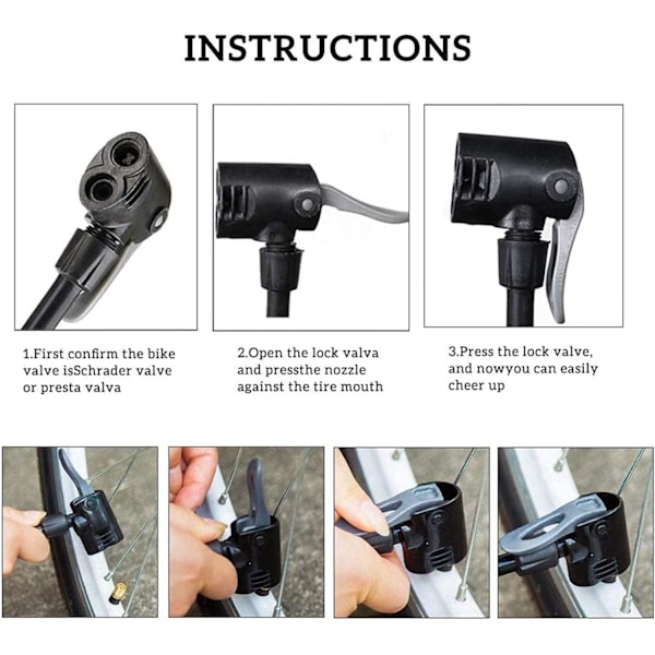 Högtryckscykelgolvpump - Cykelpump med Presta & Schrader