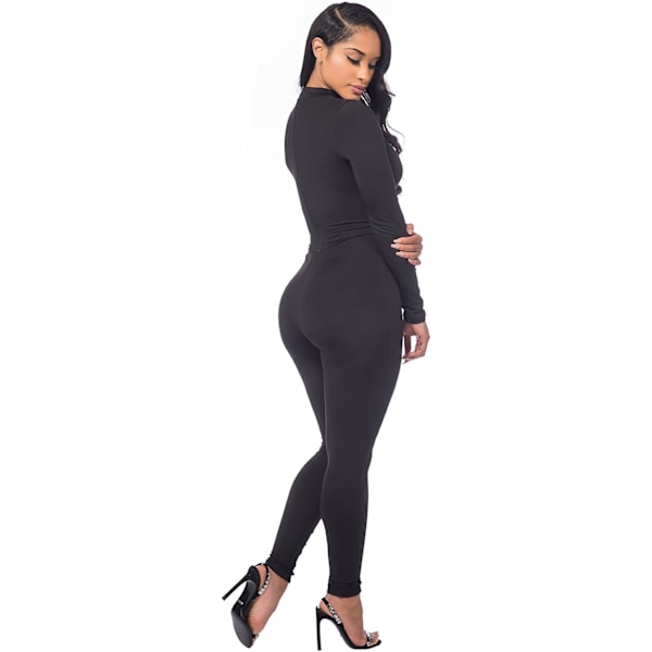 Kvinder Efterår Langærmet Høj Hals Bodycon Stramme Fulde Længde Jumpsuits Rompers