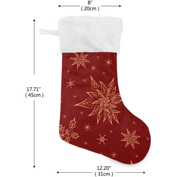 Julklapp, Personliga Julklappsstrumpor 2-pack Jul Snöflinga Gyllene Julstjärna Röd 45,7 cm Julstrumpor Hängande