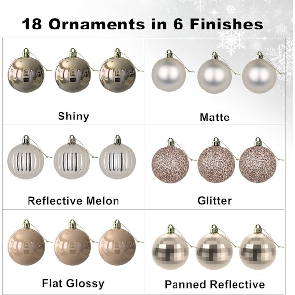Champagne Gold 1,6\" Små Julekugler Juletræ Dekoration Ornamenter
