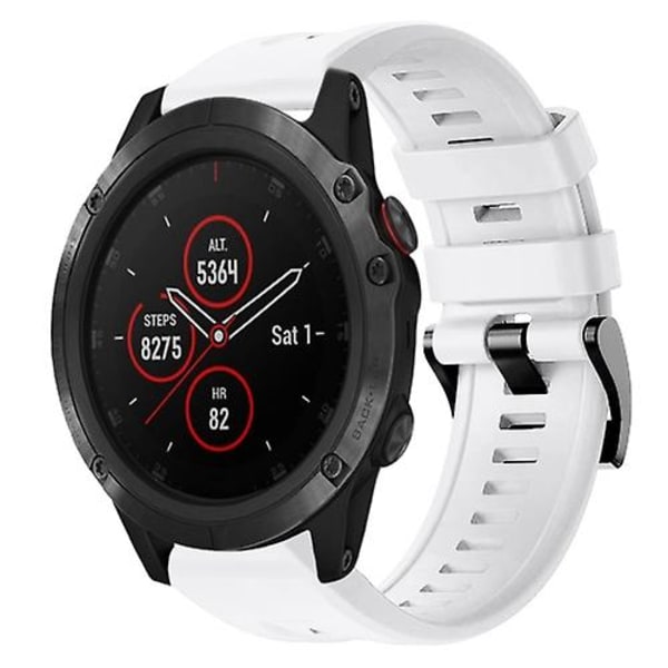 Til Garmin Fenix 5x Plus Metal Spænde Solid Color Silikonurrem ZRO White