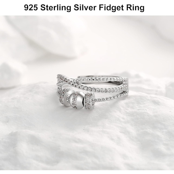 925 Sterling Sølv Angst Ring - Justerbar Spinner Band Ring (til min datter)