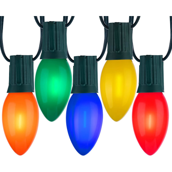 Vintage C9 LED Julbelysning Utomhus Flerfärgad, 50 Fot C9 Slingor för Julgran Taklinje Semesterfest Inomhus Utomhus Trädgård