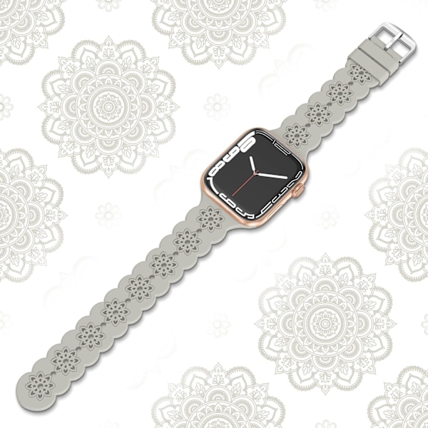 Blomstermønstret silikonearmbånd kompatibelt med Apple Watch - 38 mm