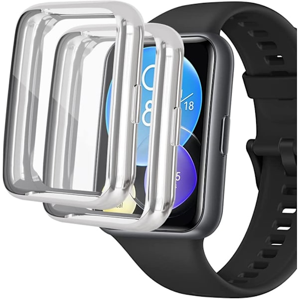 [2 delar] Fodral kompatibel med Watch fit 2, Svart Hög Transparens