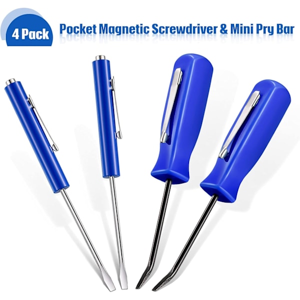 4 stk lommemagnetisk skrutrekker mini slisset hode magnetisk