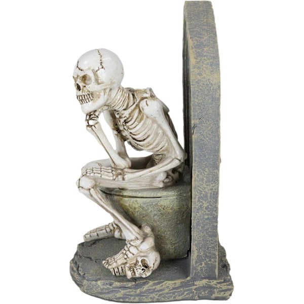 Ebros Hvil i fred forstoppet skelet, der sidder på kirkegårdstoilet i Le Penseur Thinker Pose Statue 8,75\" H     Ossuary Macabre Decor []