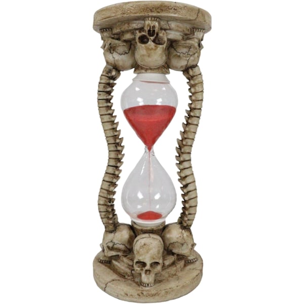 Ebros Gift Gothic Alchemy Graveyard 4 Skulls with Skeleton Spine Bones Decorative Sand Timer Figurine Ossuary Macabre Sandtimer Accent