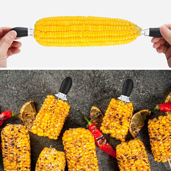 Majsholdere i rustfrit stål - 10 stk/5 par til BBQ
