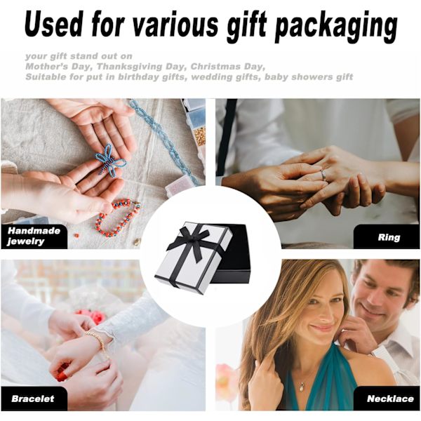 2 små presentförpackningar: presentförpackningar för smycken för ringar, örhängen, halsband (svarta)