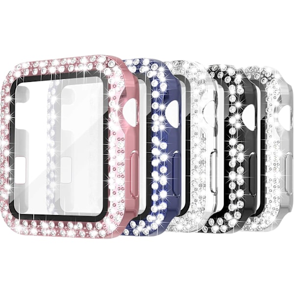 5-pak 42 mm dobbelt Bling-etui Indbygget skærmbeskytter i glas