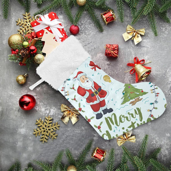 Julklapp, Personliga Julklappsstrumpor 2-pack Nyår Jultomte med Julgran 18 tum Julstrumpor Hängande Ornament K