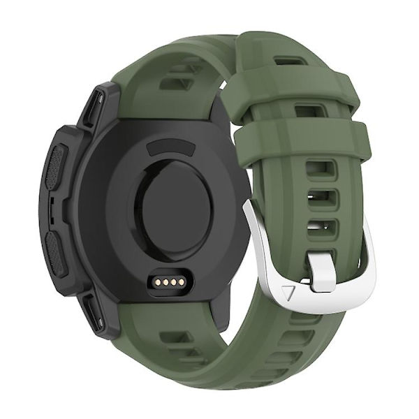 Til Garmin Instinct 2s Silikone Rustfrit Stål Spænde Urrem FGU Dark Green