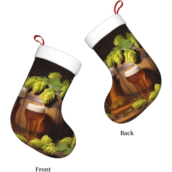 Øl og Humlekegler Jule Strømper Fløjl Jule Strømper med Hvid Super Blød Plus Cuff Klassisk Julemand Strømpe Hængende Ornament Dekorationer