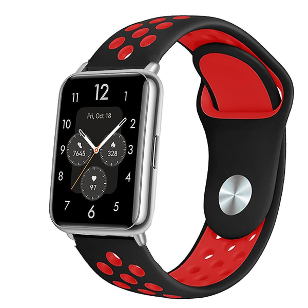 Silikone rem til Huawei Watch Fit 2 Band Active Classic Smartwatch Tilbehør Correa erstatningsbælte Huawei Watch Fit2 rem black-red