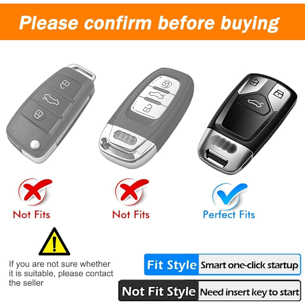 Autoskydd, kompatibel med Audi A4, A5, A6, A7, A8, Q3, Q5, Q7, R8, RS, S4, S5, S6, S7, S8, TT, TT, Smart nyckelskydd, skydd, svart