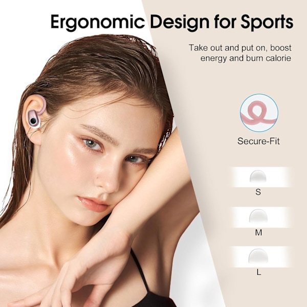 Bluetooth 5.4 Langattomat Kuulokkeet - 4 ENC Melua Vaimentavaa Mikrofonia, 50H Toistoaika, IP7 Vedenkestävä (Ruusu)