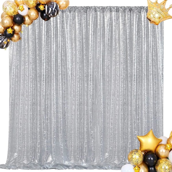 Sølvfarget Sequin Bakgrunn 8ftx8ft Vinter Jul Feriefest Bakgrunn Bryllup