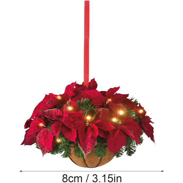 Julepynt Udsalg - Træblomst Kurvhæng - 8 cm Størrelse
