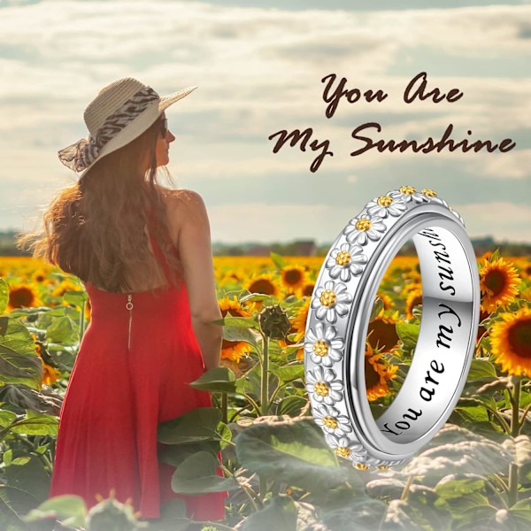 Daisy Spinner Ring - Sølv Stressaflastende Ring til Kvinder Piger