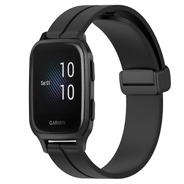 Til Garmin Venu Sq 2 20 mm ensfarvet magnetlås Silikone urbånd GJD Black