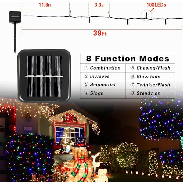 6-pack solcellslingor, 600 LED extra långa 264 fot solcellsjulbelysning utomhus vattentät, 8 lägen flerfärgade LED-julbelysning för