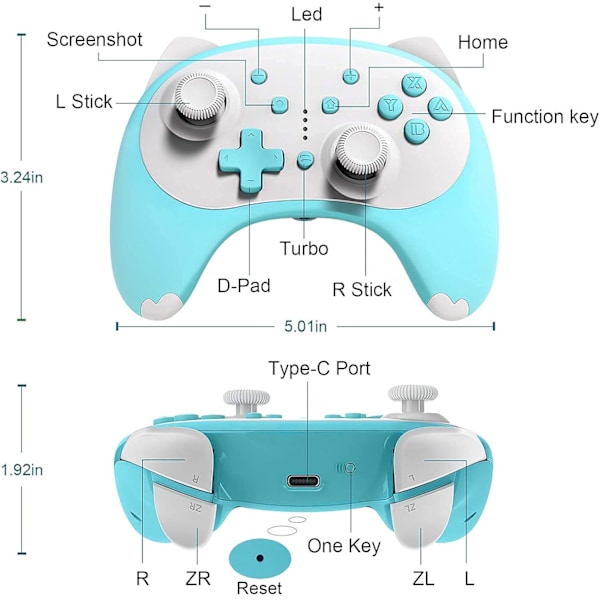 Trådlös kontroll för Switch Kawaii Accessory Cat