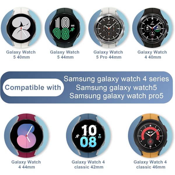 Sportrem för Galaxy Watch 7 FE 6 5 4 Band 40mm 44mm/Galaxy Watch 5 Pro Band 45mm band, Inga luckor Mjuka silikonersättningsremmar