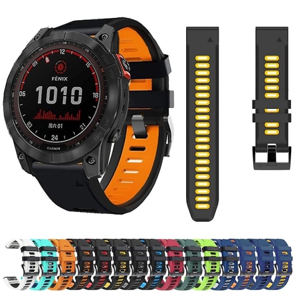 Til Garmin Fenix 5x Plus 26mm Silikone Sports Tofarvet Rem UXK White-Black