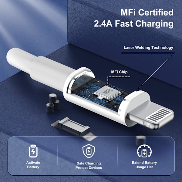 [3-pack] Apple-laddare för Iphone 12 11 Laddarkabel