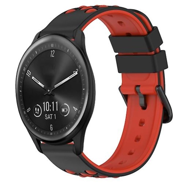 För Garmin Vivomove Sport 20mm Tvåfärgat Poröst Silikon Armband UUG Black-Red
