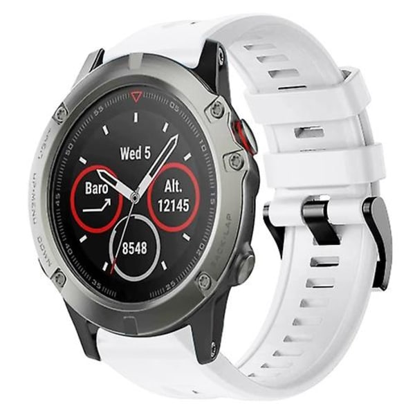För Garmin Quatix 5 Metal Buckle Solid Color Silikon Armband XWZ White