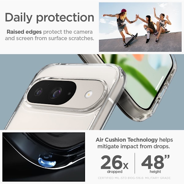 Ultra Hybrid Skal Designat för Pixel 9/Pixel 9 Pro Skal (2024) [Anti-Gulning], [Militärklassat Skydd] - Kristallklart Kristallklart
