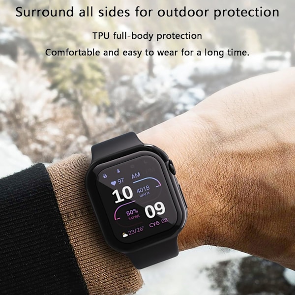 2-pak Etui Kompatibelt med Apple Watch 10 46mm med Skærmbeskytter, Fleksibelt TPU Stødsikkert Ridsefast Cover Etui til 46mm Apple Watch 10 (Sort