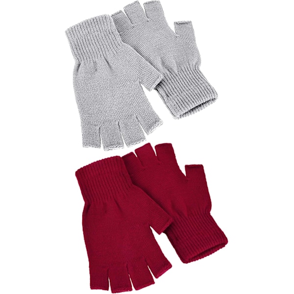 2 Pair Unisex Half Finger Gloves Winter Stretchy Knit Fingerless Gloves in