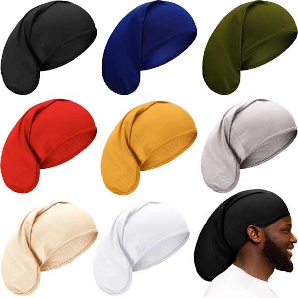 8 st Unisex Dreadlock Cap Dreadlock Spandex Cap Långt Hår Dreads