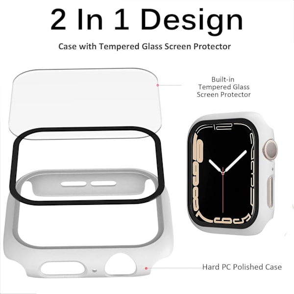 Kompatibelt Apple Watch Series 6 40mm Deksel med Skjermbeskytter Anti-Ripebestandig Støtsikker Hard PC og Herdet Glass Film Bumper Deksel for Apple Watch Se