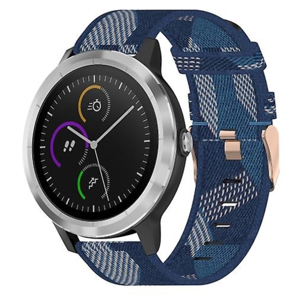 Til Garmin Vivoactive 3 20mm Nylon Flettet Rem Blue