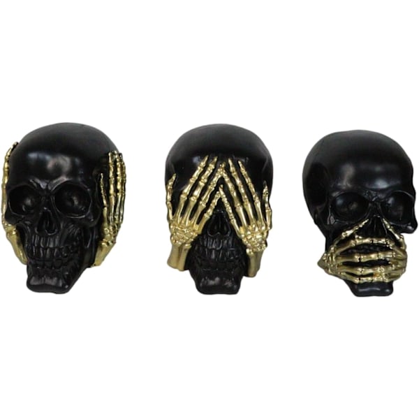 Ebros Presentset med 3 gotiska svarta döden Se Hör Tala Inget Ont Skelett med Skeletthänder Figurer 5,5\" Lång för Läskiga Dekorationer Spöklikt Multi