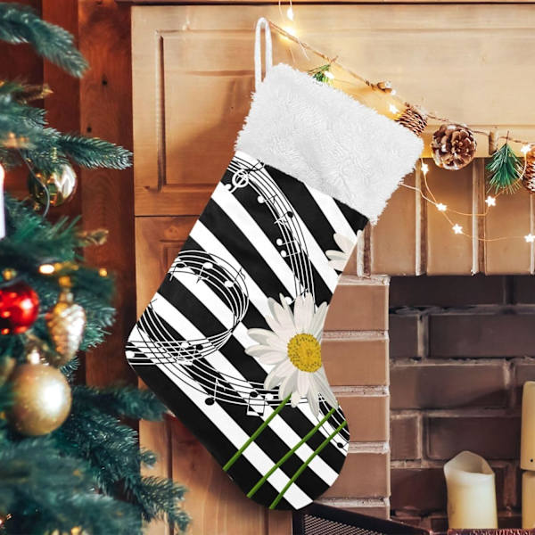 Julklapp, Personliga Julklappsstrumpor 2-pack Vita Prästkragar Svart Vit Randig 45,7 cm Julstrumpor Hängande Ornament K