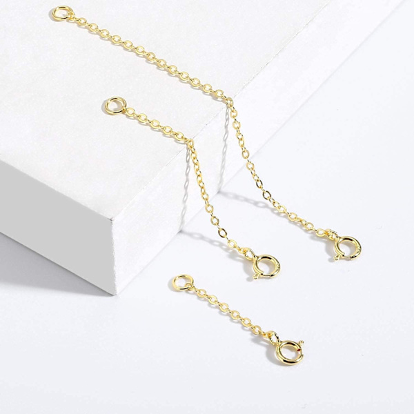 Halsbandsförlängare: 925 Sterling Silver och 14k Guldpläterade Förlängningskedjor