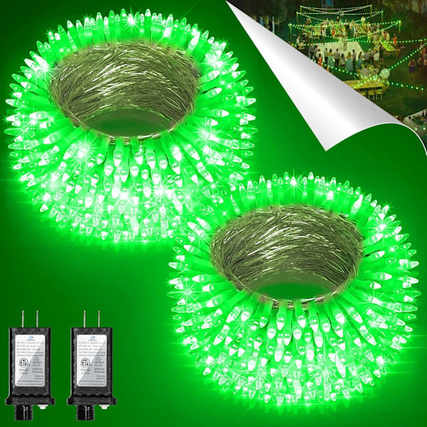 2-pack totalt 200 fot 600 LED julgransljus, fe-trädlampor inomhus utomhus anslutningsbara, 8 lägen och timer LED-slingor för sovrum,