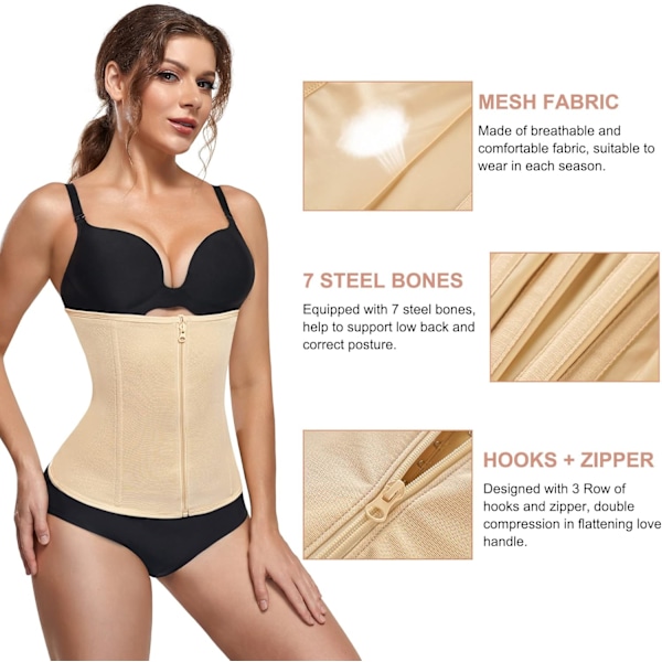 Midjeslipare för kvinnor Dragkedja Midjetränare Shapewear Mesh Body Shaper Korsett